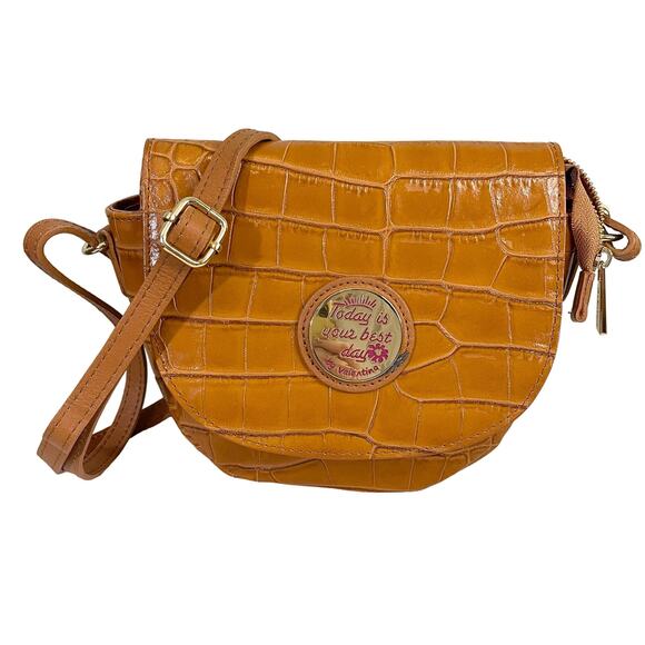 Valentina Handbags - Valentina Today Is Your Best Day Italian Leather Crocodile Print Crossbody Bag